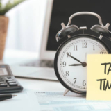Tax time concept. US tax form, tax income, tax refund concept